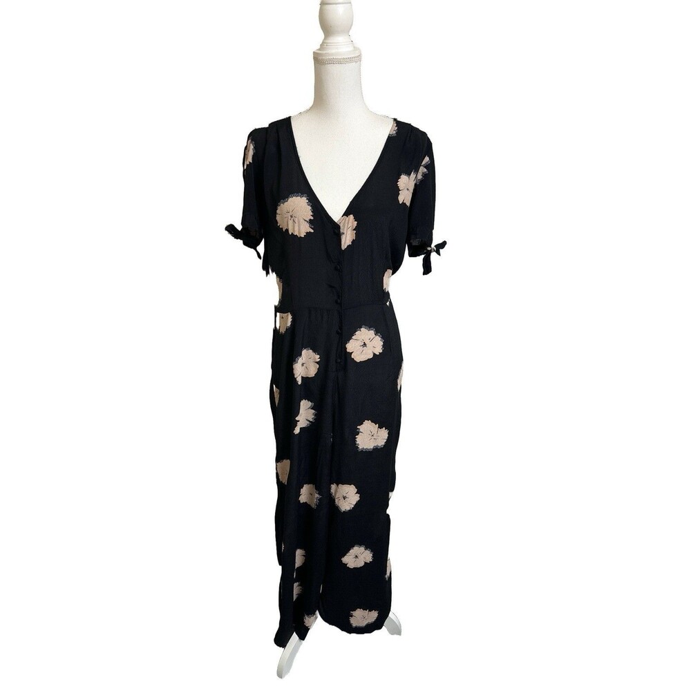 Amuse Society Women's L Piera Woven Floral Jumper Jumpsuit 26" Inseam Cropped